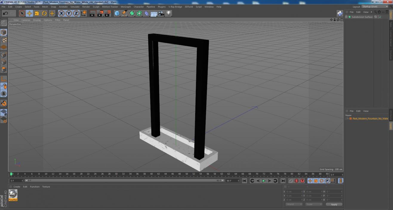 3D model Park Modern Fountain No Water White