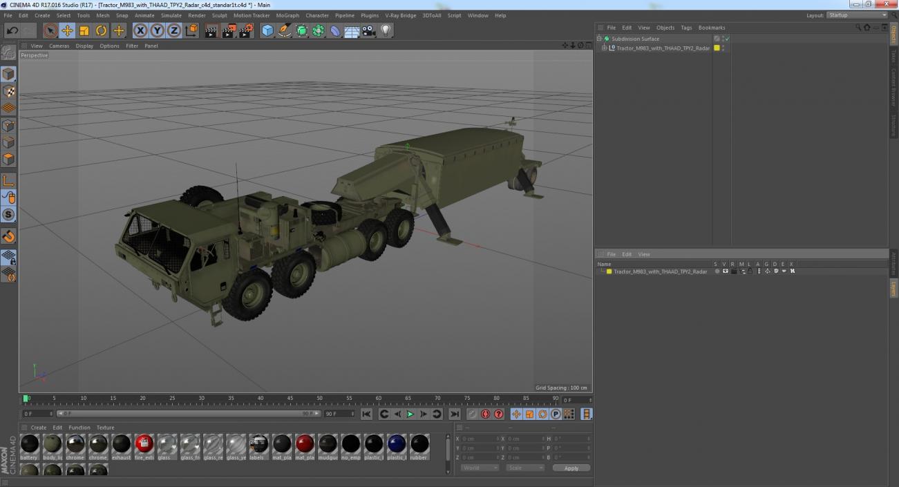 Tractor M983 with THAAD TPY2 Radar 3D model