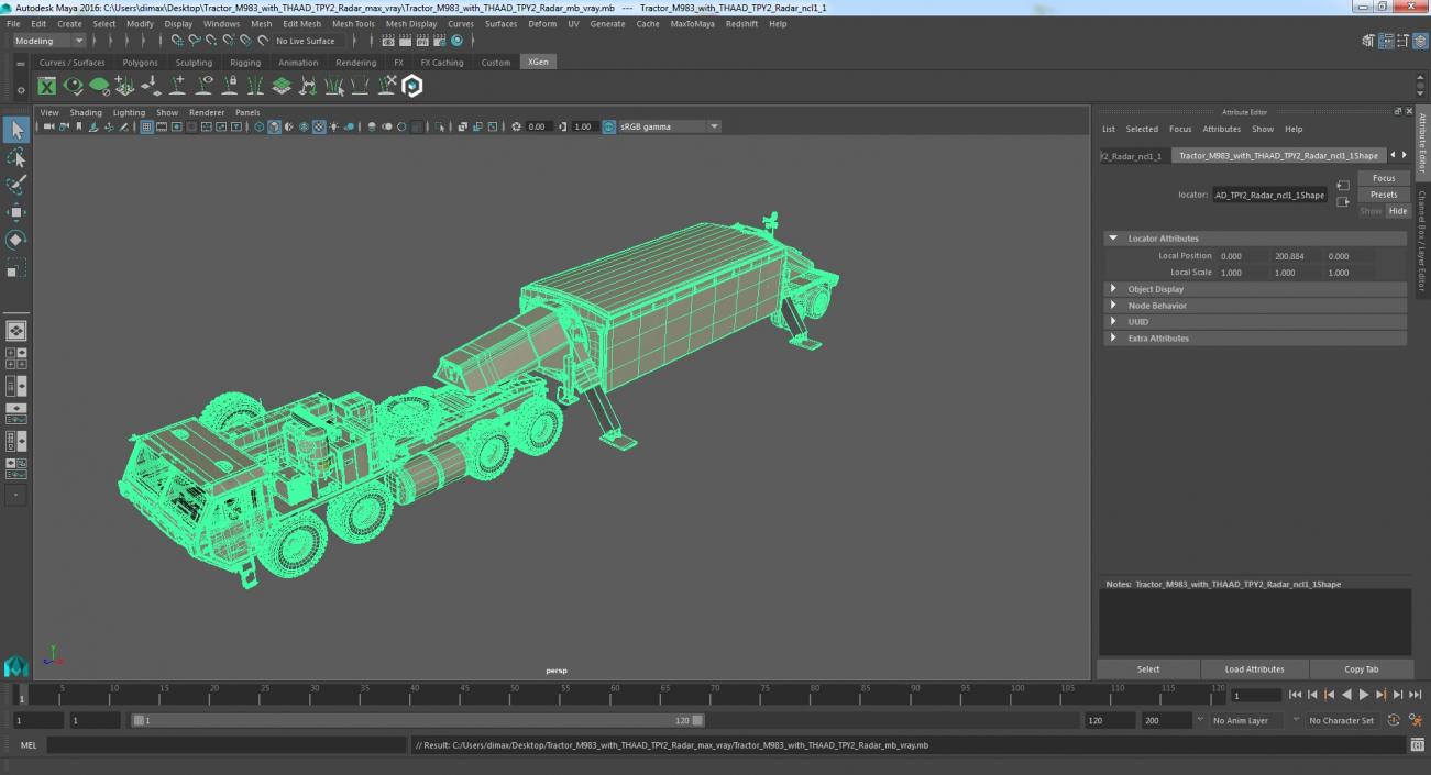 Tractor M983 with THAAD TPY2 Radar 3D model