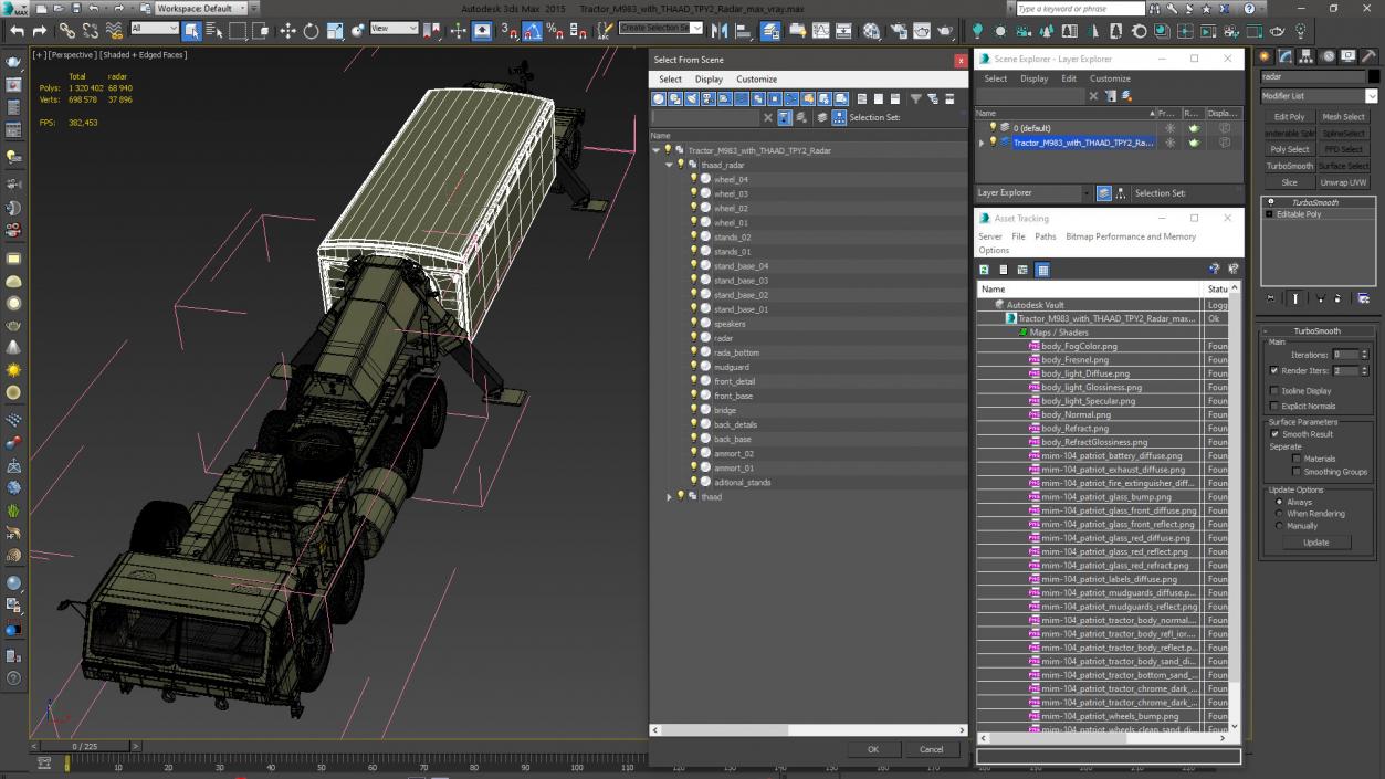 Tractor M983 with THAAD TPY2 Radar 3D model