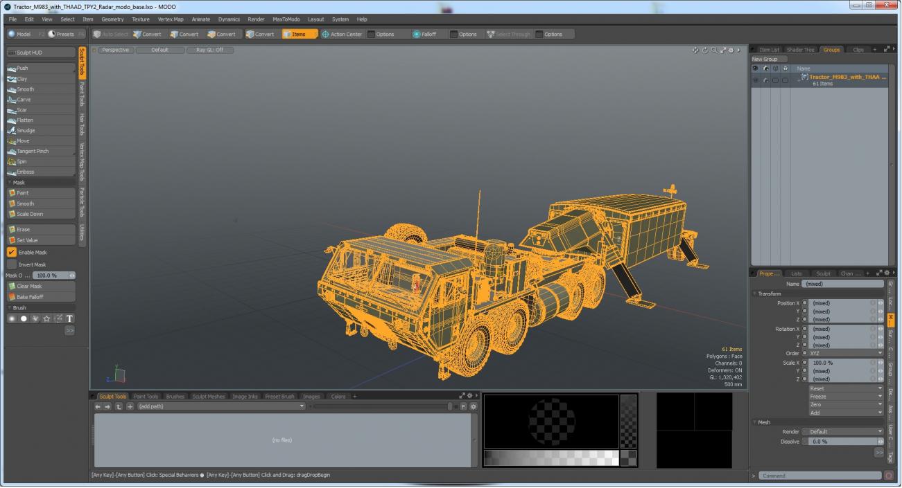 Tractor M983 with THAAD TPY2 Radar 3D model