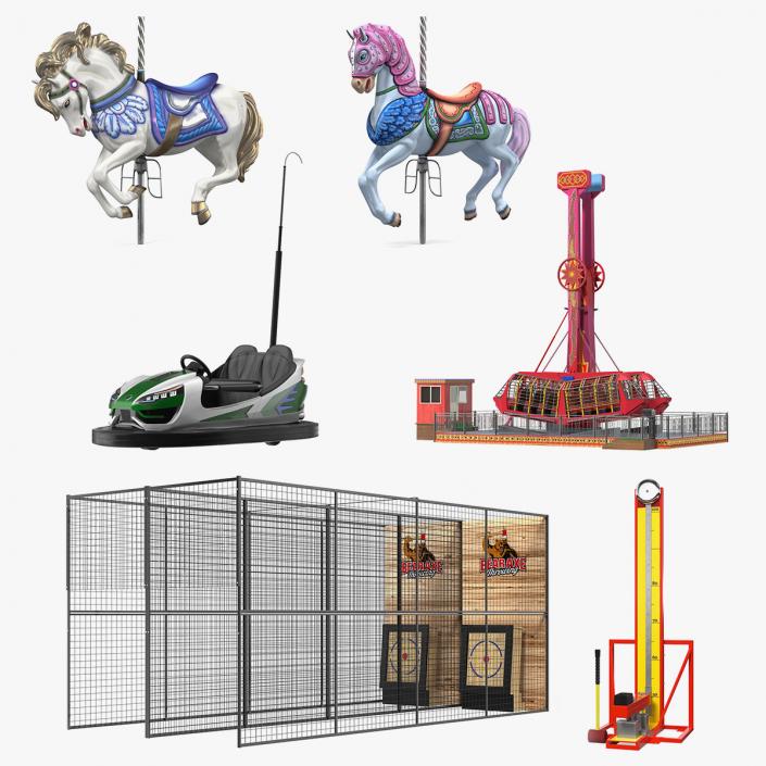 Amusement Park Attractions Collection 3D