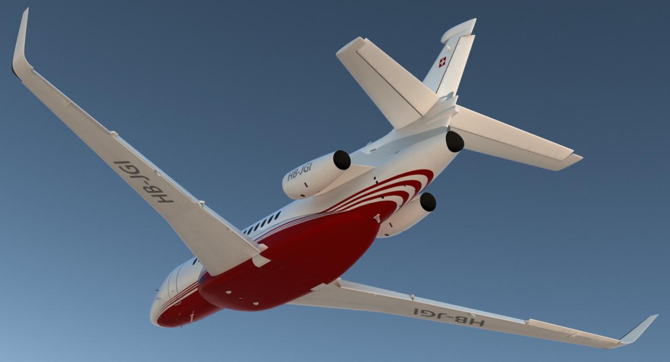 3D Business Jet Dassault Falcon 7X Rigged model