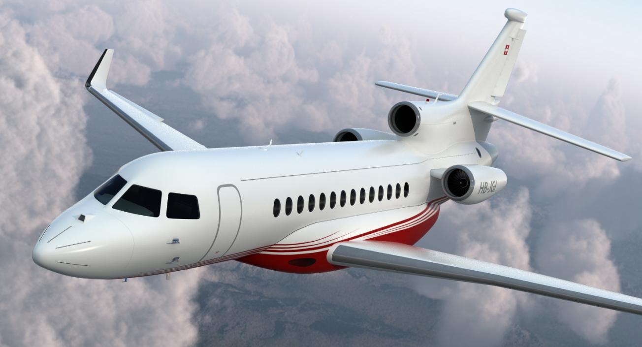 3D Business Jet Dassault Falcon 7X Rigged model