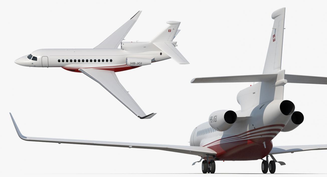 3D Business Jet Dassault Falcon 7X Rigged model