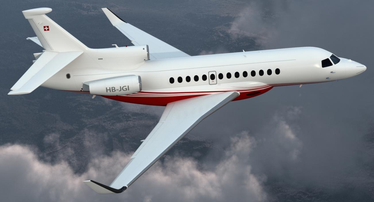 3D Business Jet Dassault Falcon 7X Rigged model