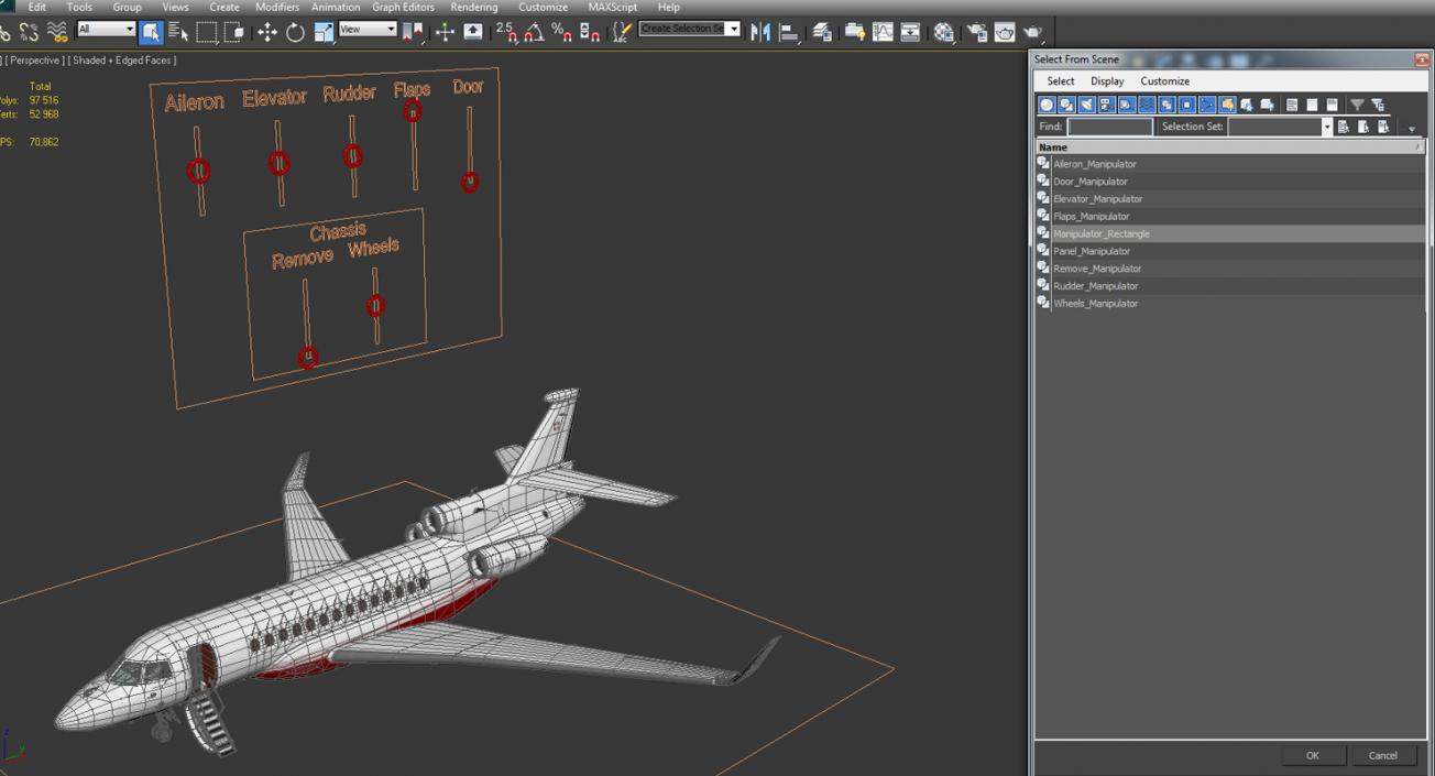 3D Business Jet Dassault Falcon 7X Rigged model