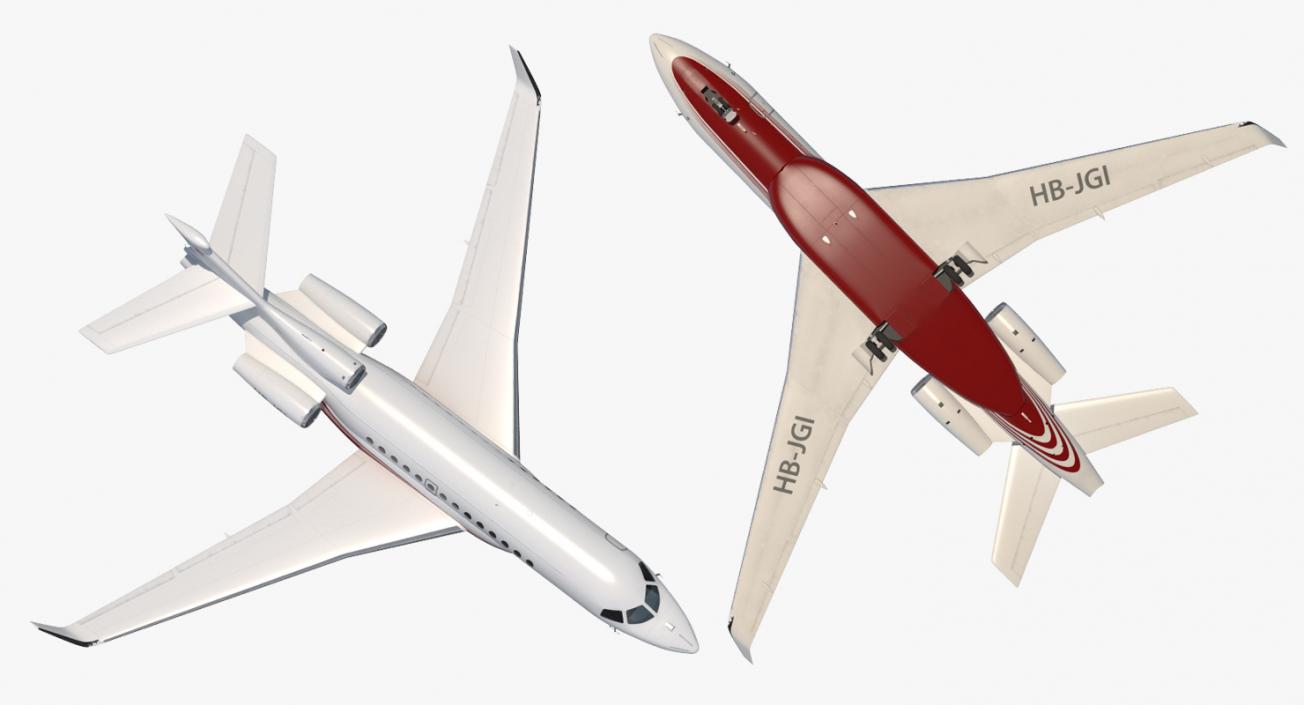 3D Business Jet Dassault Falcon 7X Rigged model