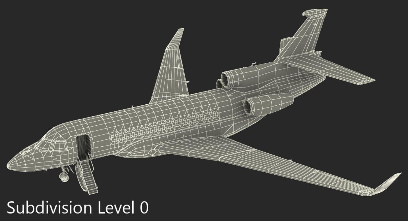 3D Business Jet Dassault Falcon 7X Rigged model