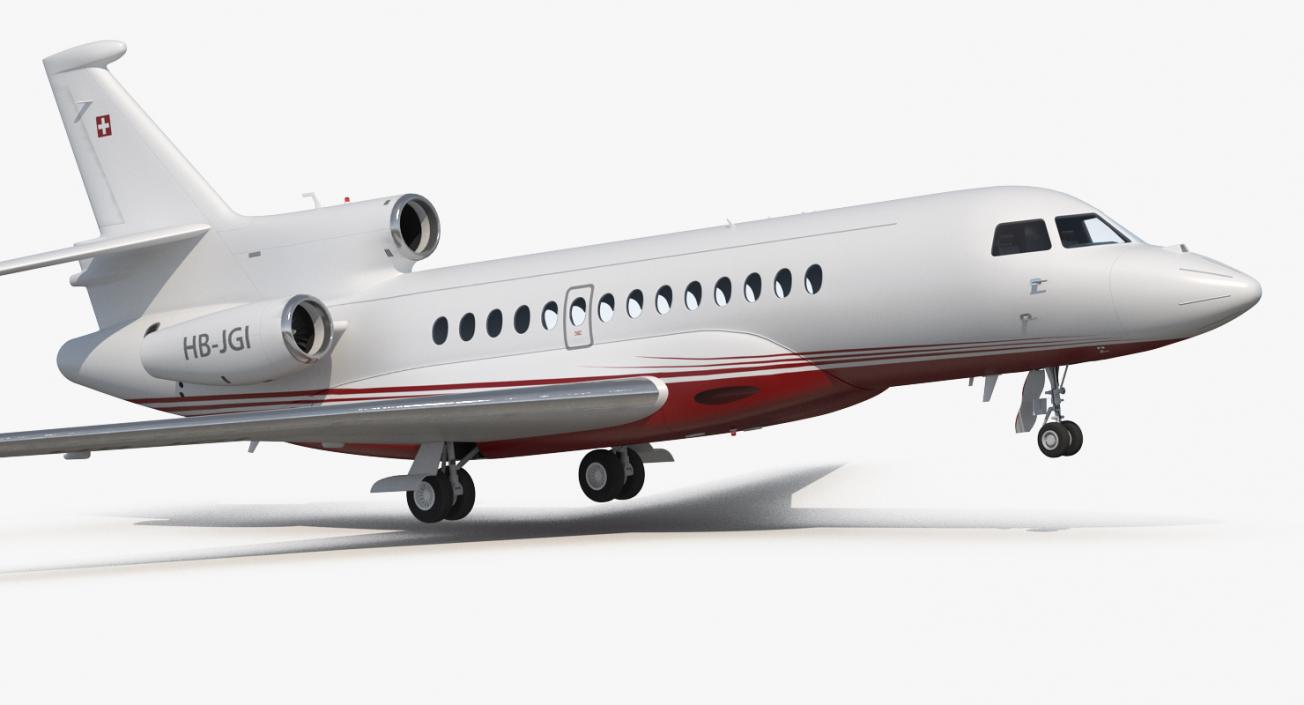 3D Business Jet Dassault Falcon 7X Rigged model