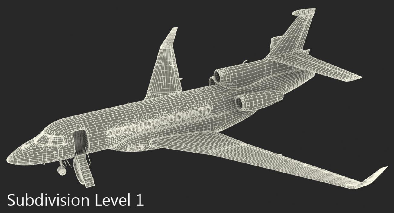 3D Business Jet Dassault Falcon 7X Rigged model