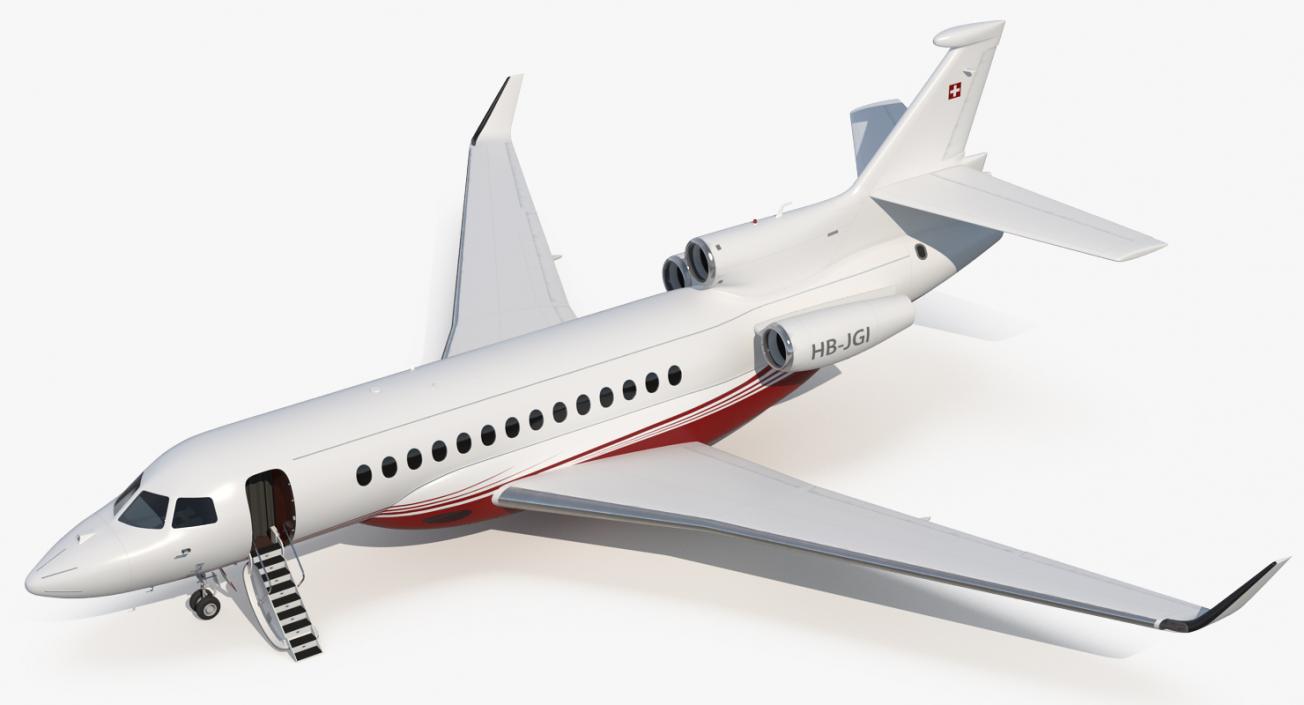 3D Business Jet Dassault Falcon 7X Rigged model