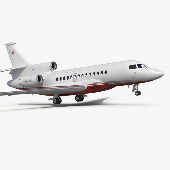 3D Business Jet Dassault Falcon 7X Rigged model