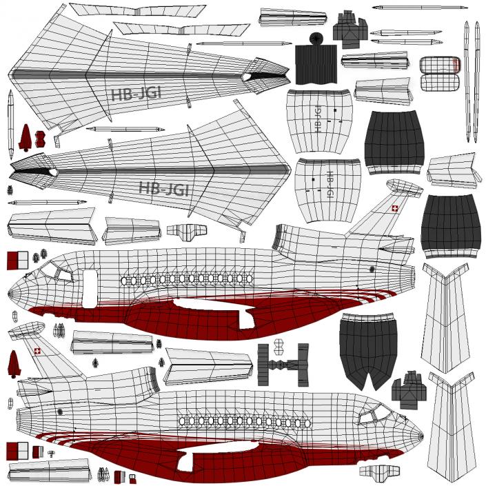 3D Business Jet Dassault Falcon 7X Rigged model