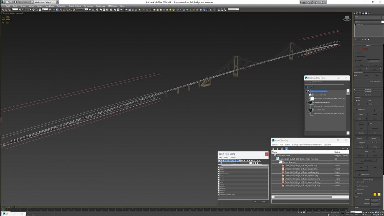 3D Suspension Great Belt Bridge model