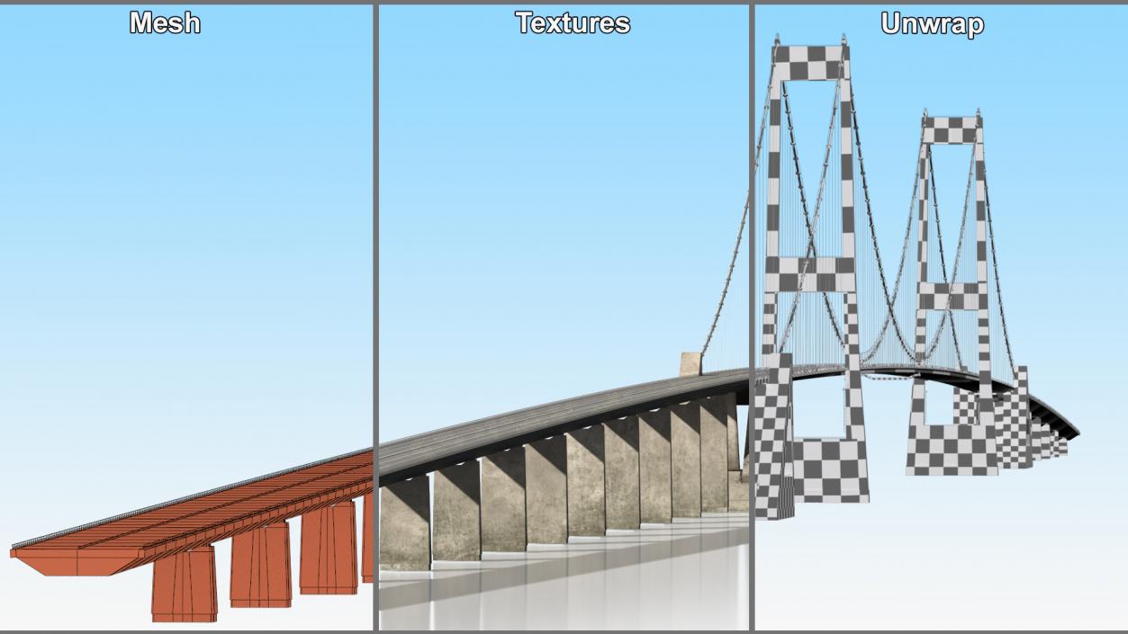 3D Suspension Great Belt Bridge model