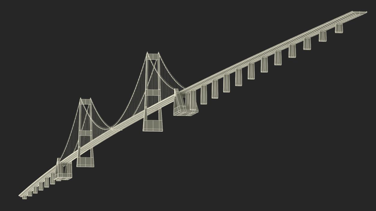 3D Suspension Great Belt Bridge model