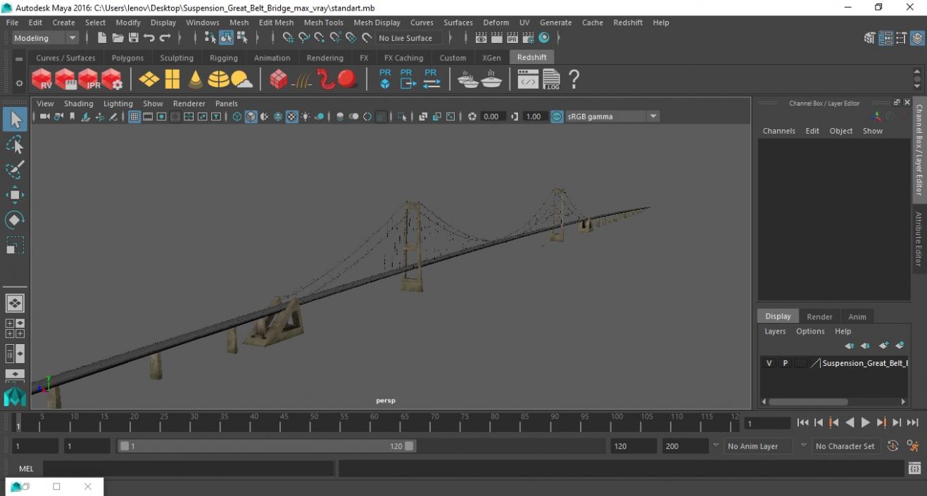 3D Suspension Great Belt Bridge model