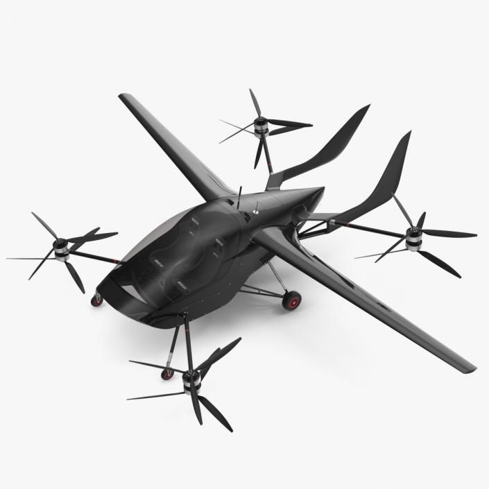 Air One Two Person eVTOL Air Vehicle Black 3D