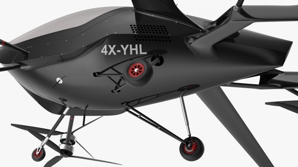 Air One Two Person eVTOL Air Vehicle Black 3D