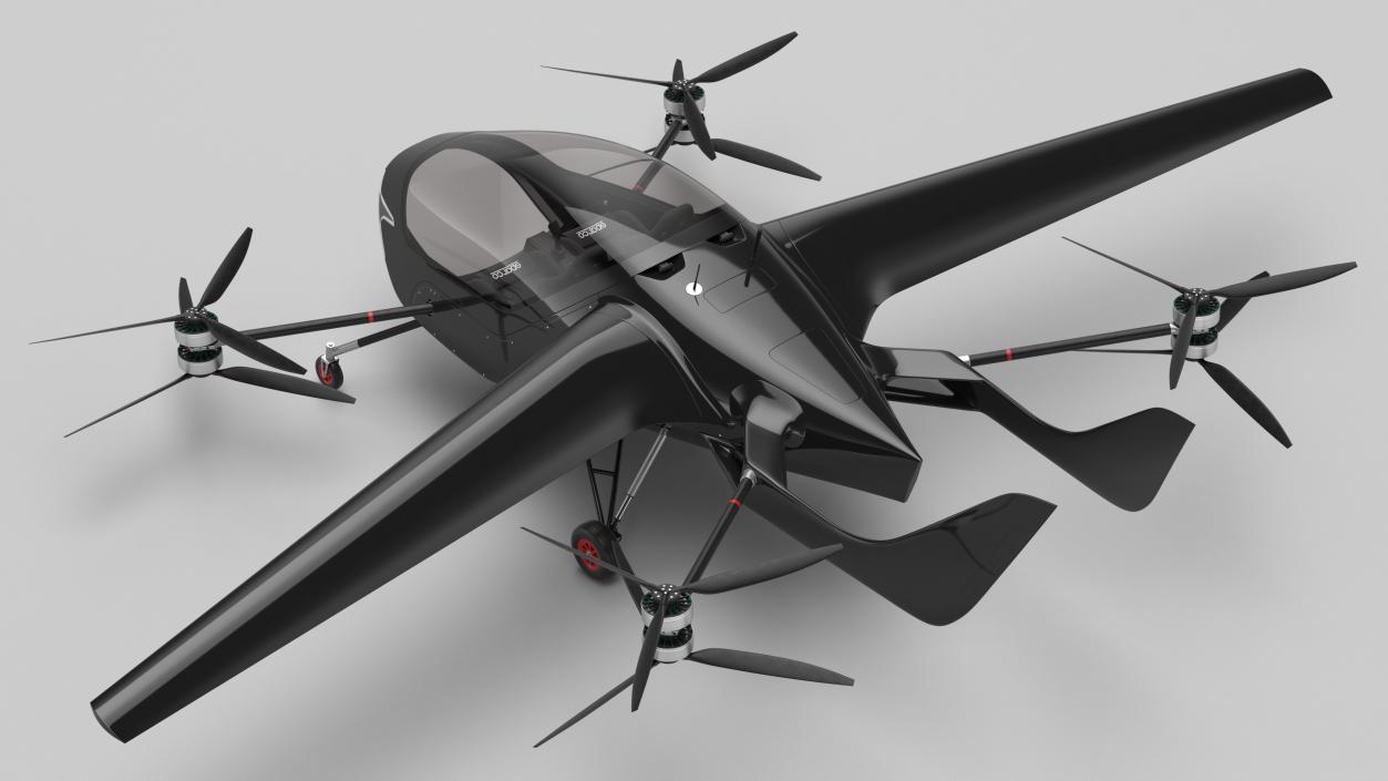 Air One Two Person eVTOL Air Vehicle Black 3D