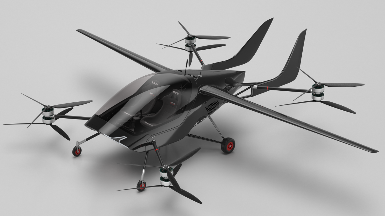 Air One Two Person eVTOL Air Vehicle Black 3D