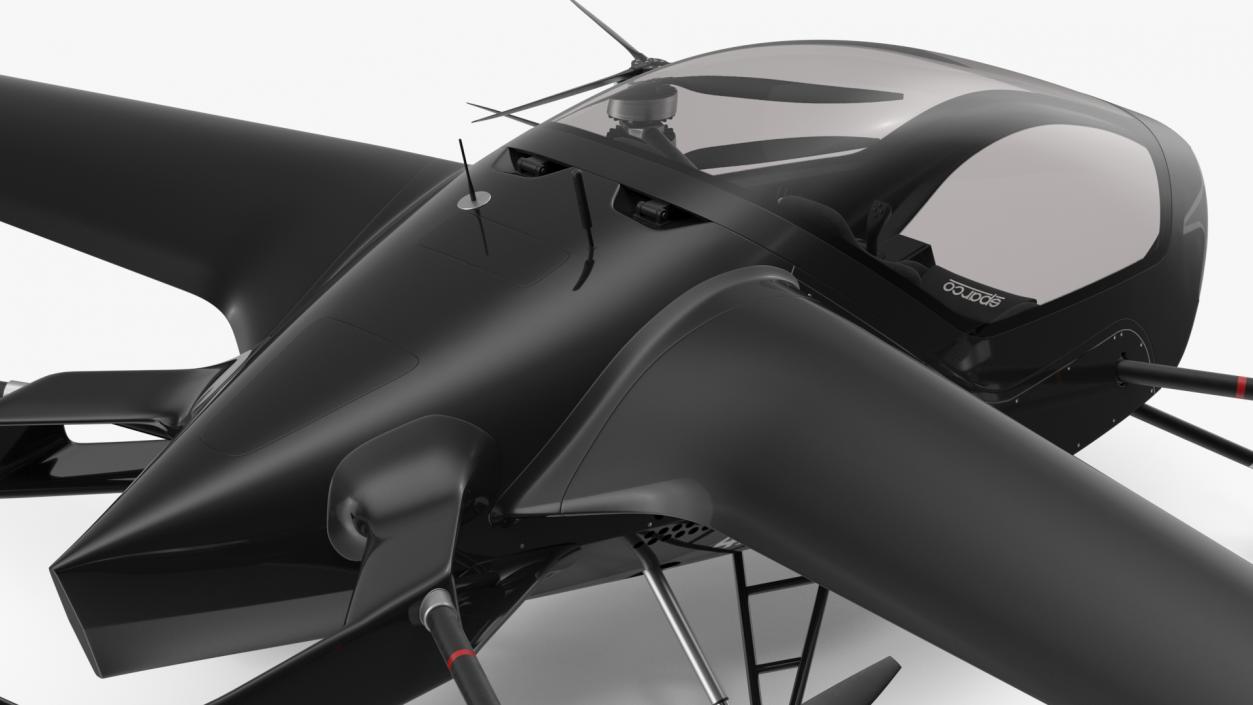 Air One Two Person eVTOL Air Vehicle Black 3D