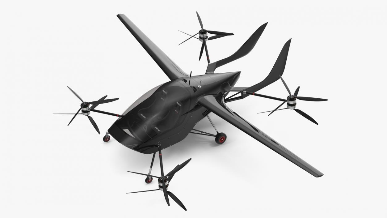 Air One Two Person eVTOL Air Vehicle Black 3D