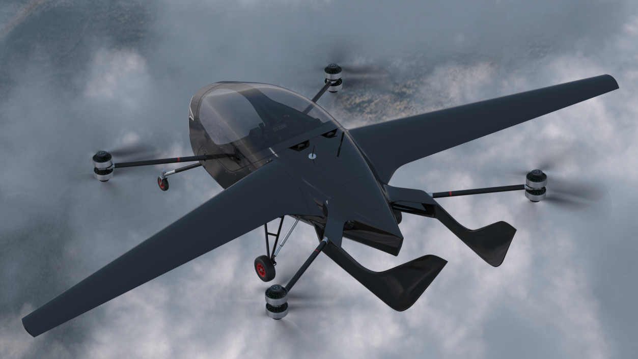 Air One Two Person eVTOL Air Vehicle Black 3D