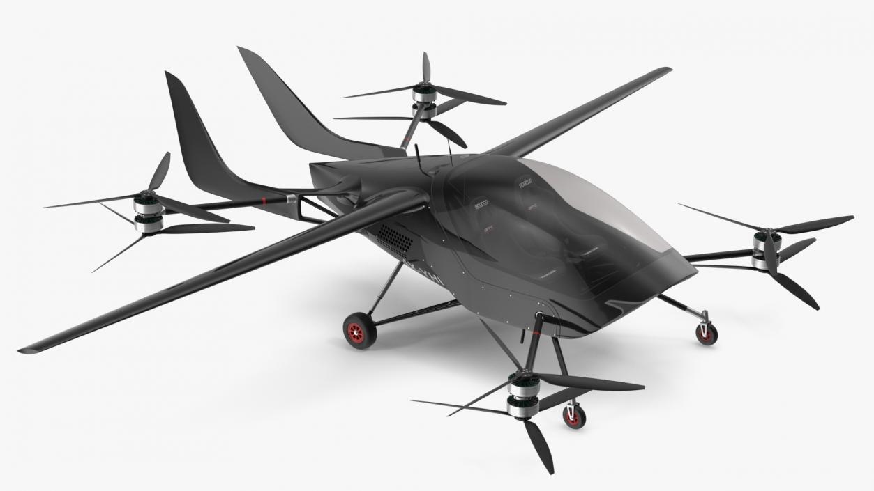 Air One Two Person eVTOL Air Vehicle Black 3D