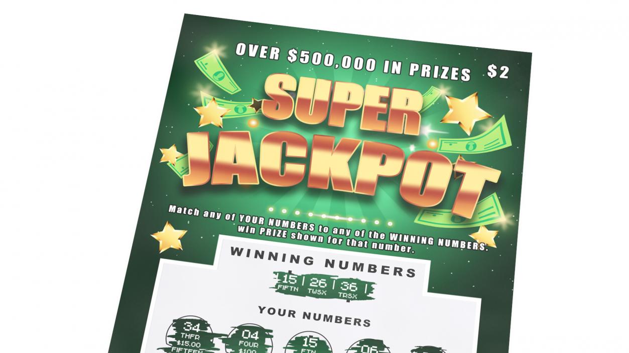 3D Super Jackpot Scratch Off Ticket with Erased Scratchcard