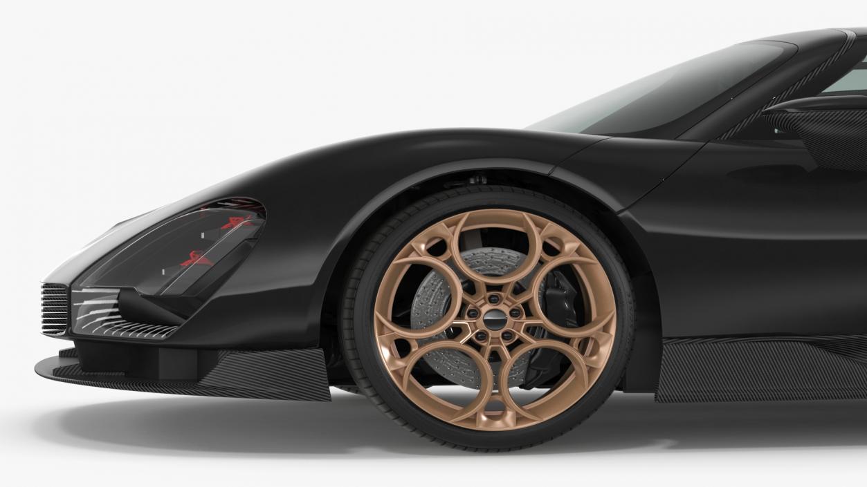 Luxurious Supercar Coupe Black Rigged 3D