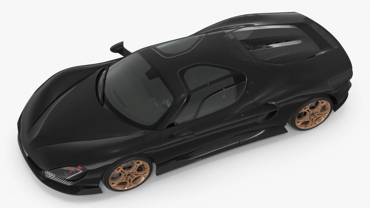 Luxurious Supercar Coupe Black Rigged 3D