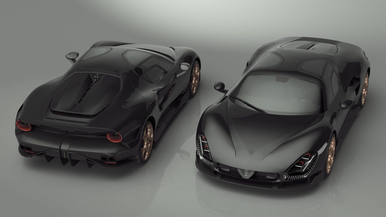 Luxurious Supercar Coupe Black Rigged 3D