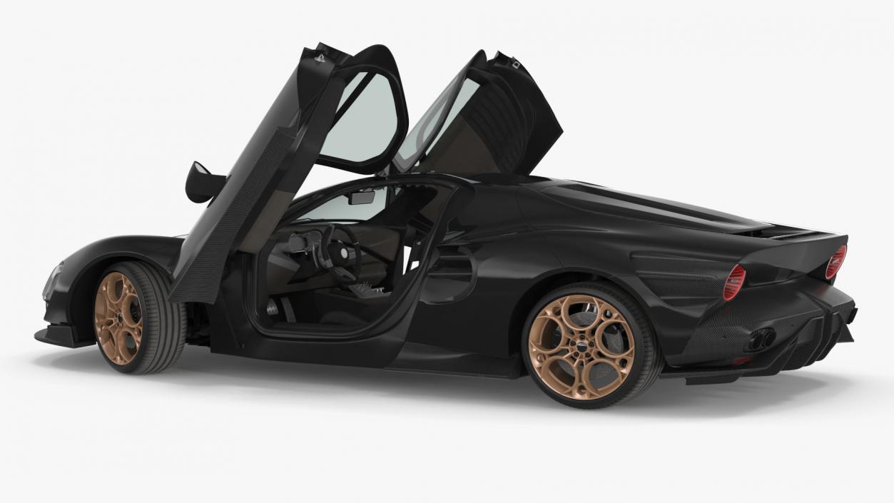 Luxurious Supercar Coupe Black Rigged 3D