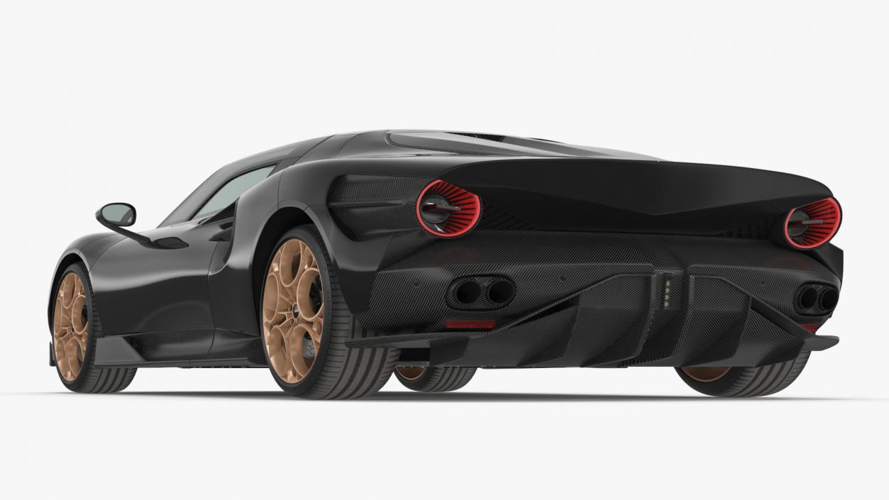 Luxurious Supercar Coupe Black Rigged 3D