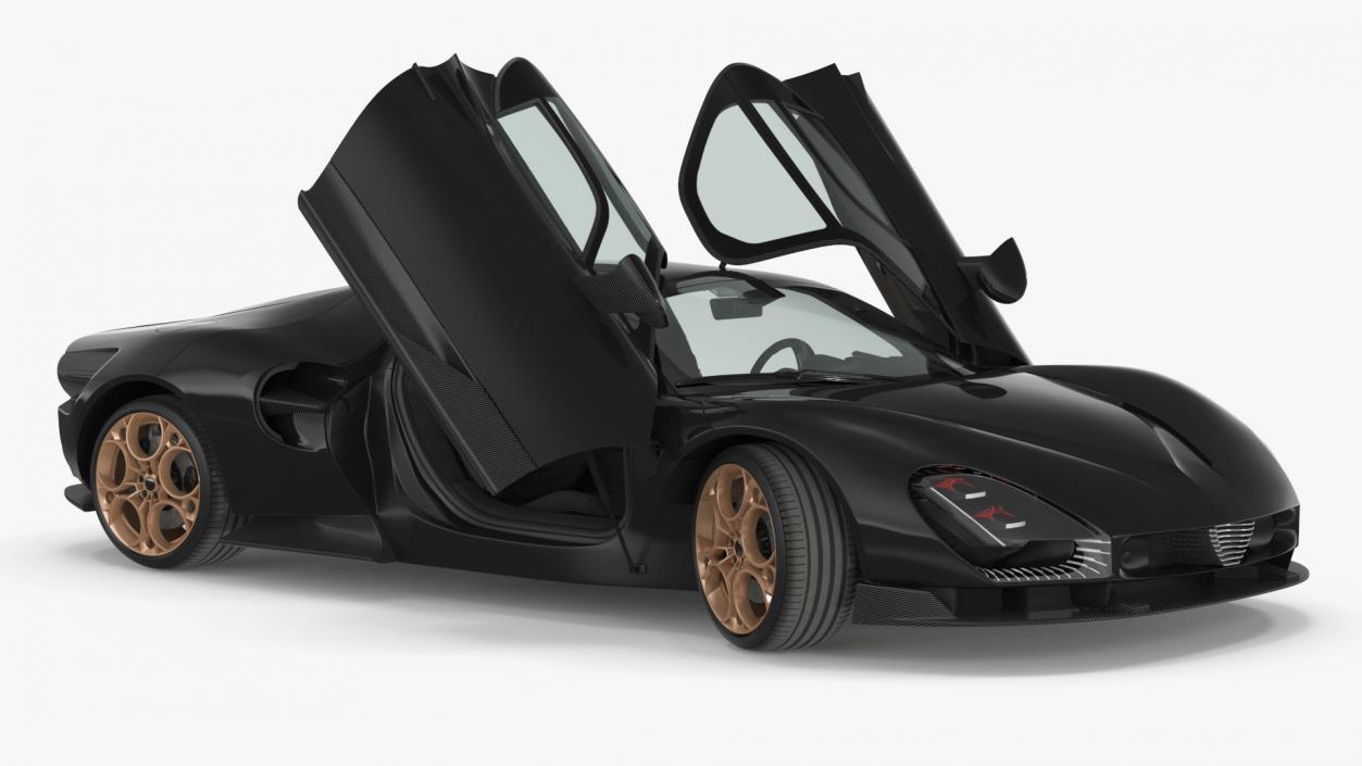 Luxurious Supercar Coupe Black Rigged 3D