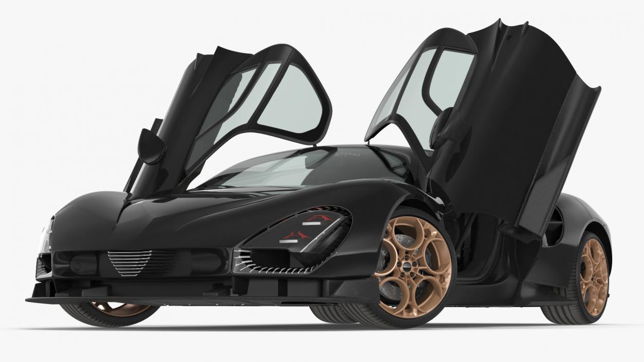 Luxurious Supercar Coupe Black Rigged 3D