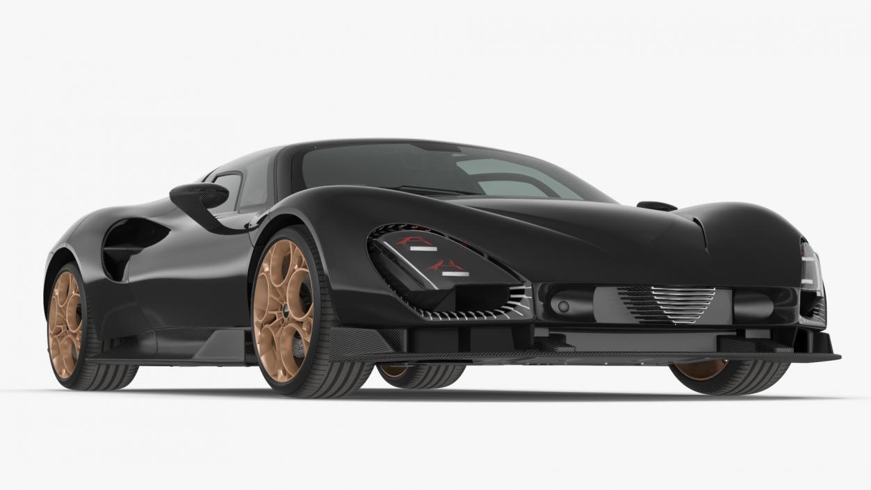 Luxurious Supercar Coupe Black Rigged 3D