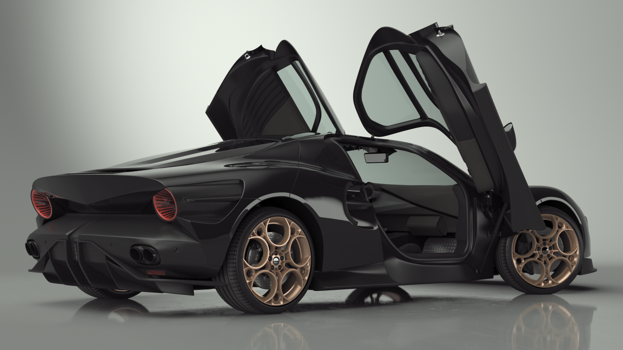 Luxurious Supercar Coupe Black Rigged 3D