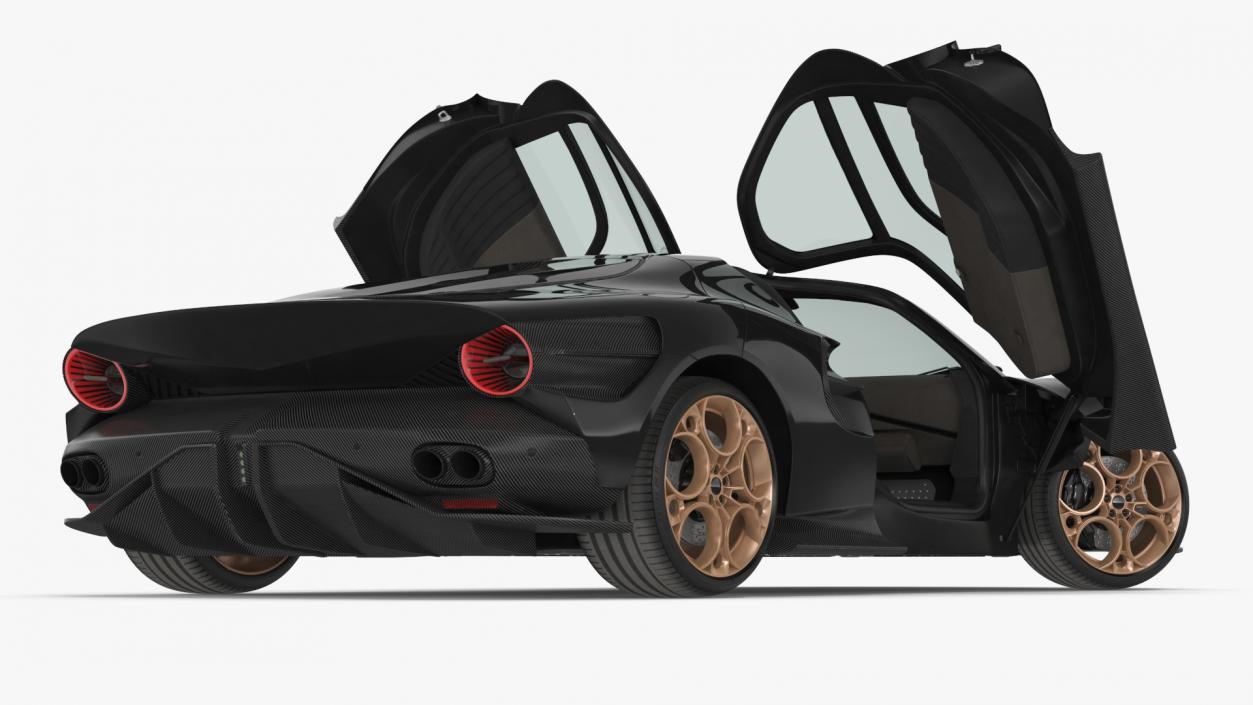 Luxurious Supercar Coupe Black Rigged 3D