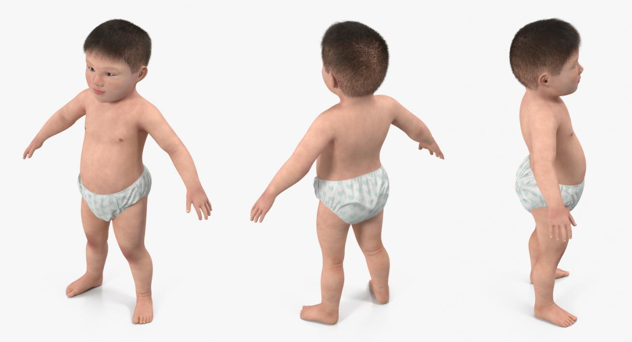 Asian Baby with Fur 3D model