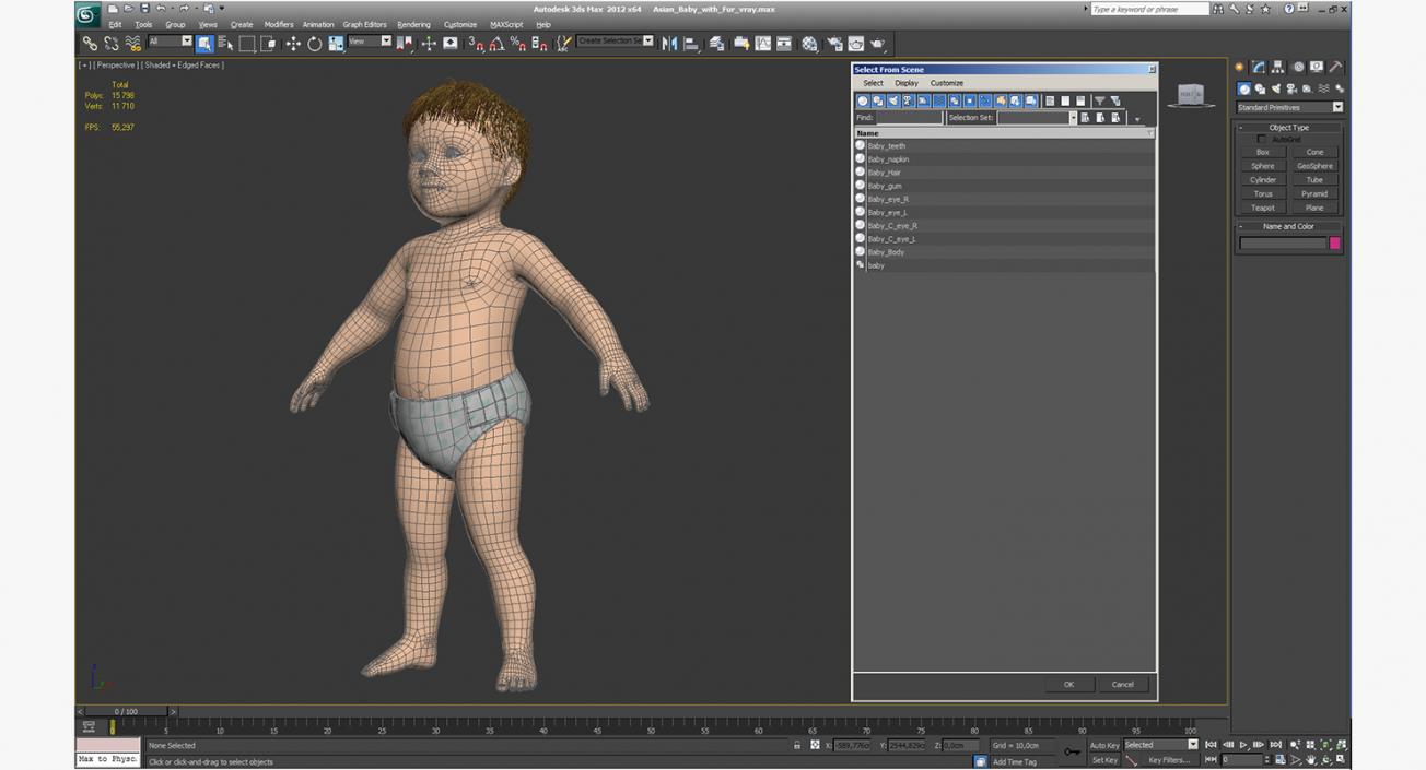 Asian Baby with Fur 3D model