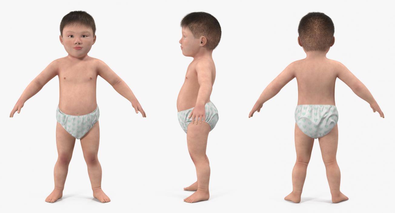 Asian Baby with Fur 3D model