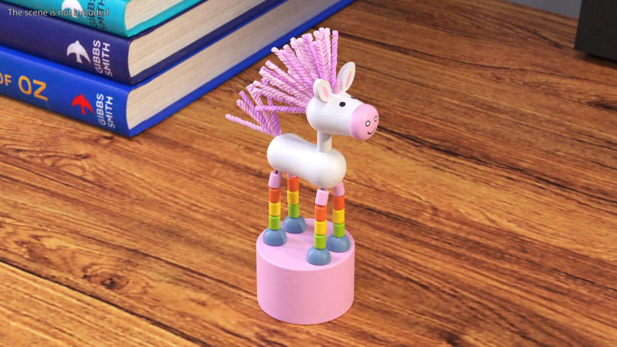 3D Push Puppet Toy Pink Unicorn model