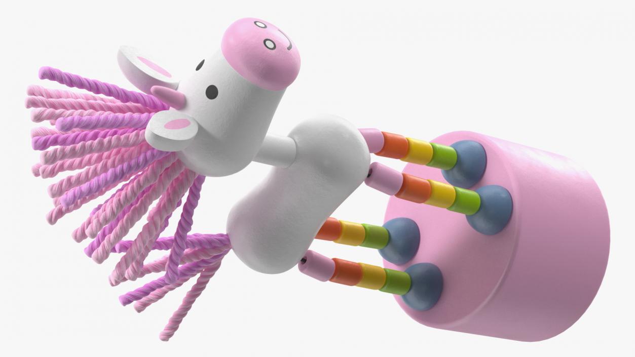 3D Push Puppet Toy Pink Unicorn model