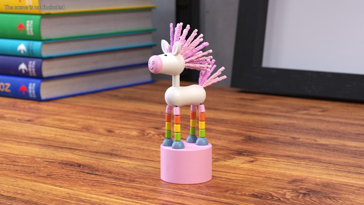 3D Push Puppet Toy Pink Unicorn model