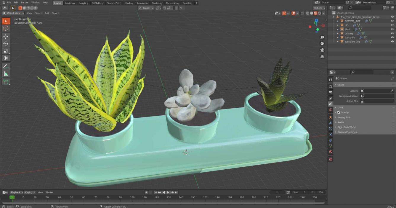 Trio Fresh Herb Pot Sagaform Green 3D model