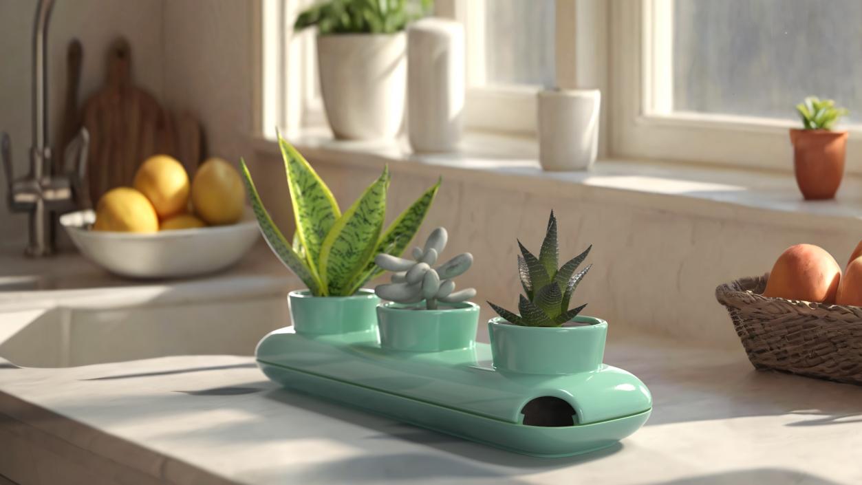 Trio Fresh Herb Pot Sagaform Green 3D model