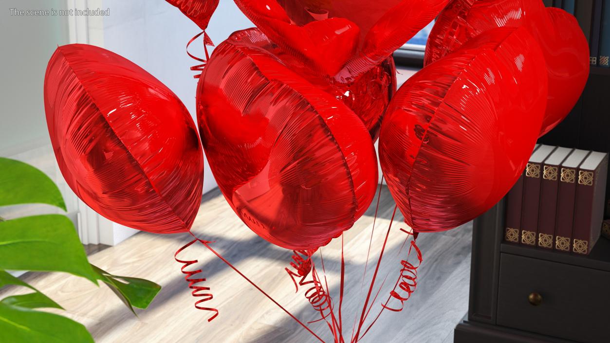 Heart Shaped Red Balloon Bouquet 3D